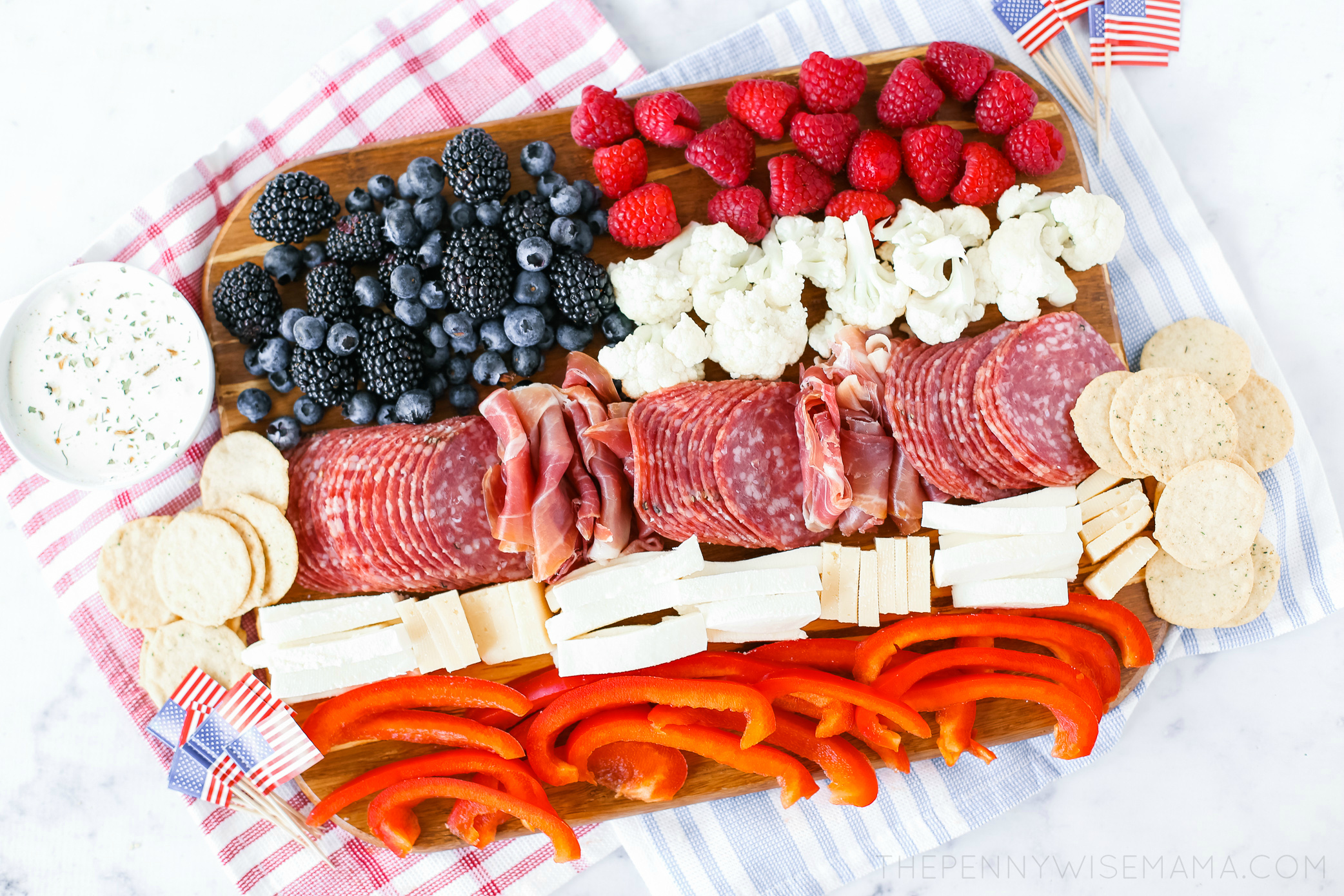 American Flag Appetizer Charcuterie Board | Patriotic Charcuterie Boards