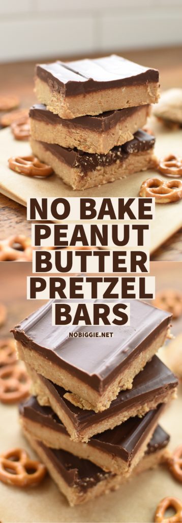 No Bake Peanut Butter Pretzel Bars | NoBiggie