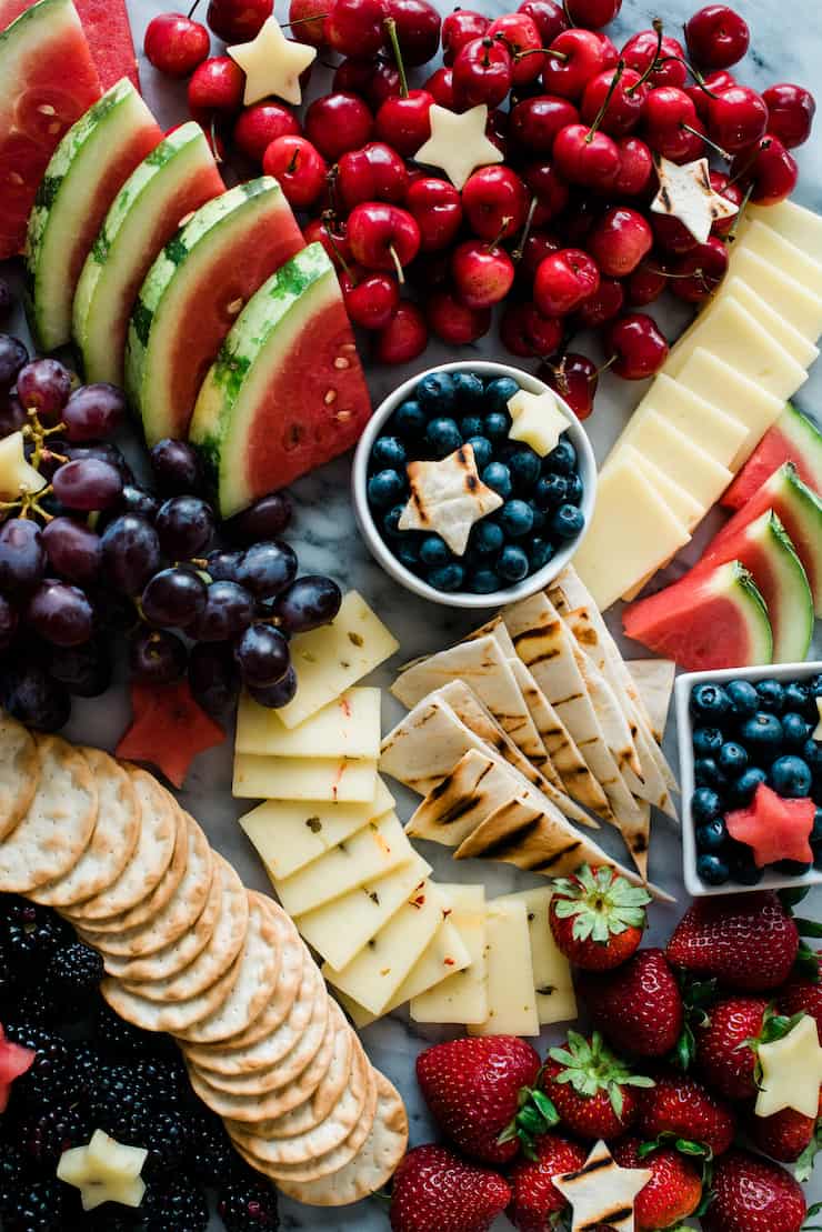 Red White and Blue Fruit and Cheese Board | Patriotic Charcuterie Boards