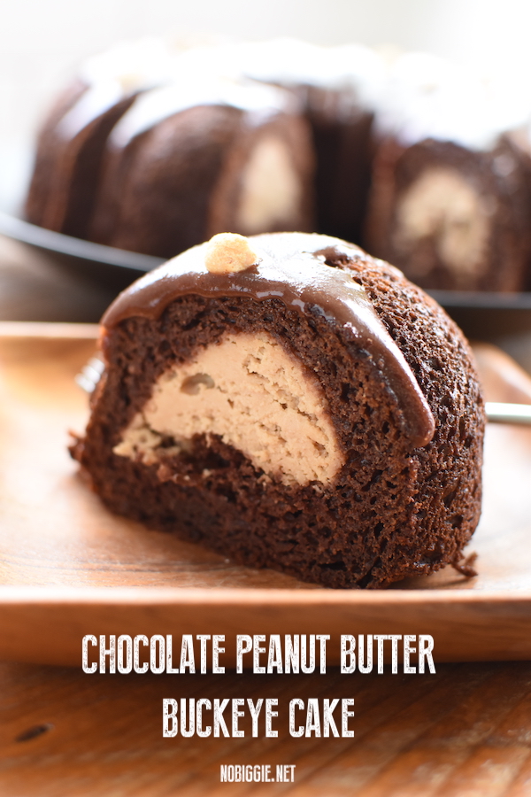 Chocolate Peanut Butter Buckeye Cake | NoBiggie.net
