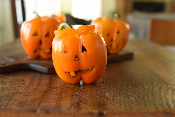 Jack O Lantern stuffed peppers