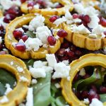 roasted delicata squash salad with goat cheese and pomegranate