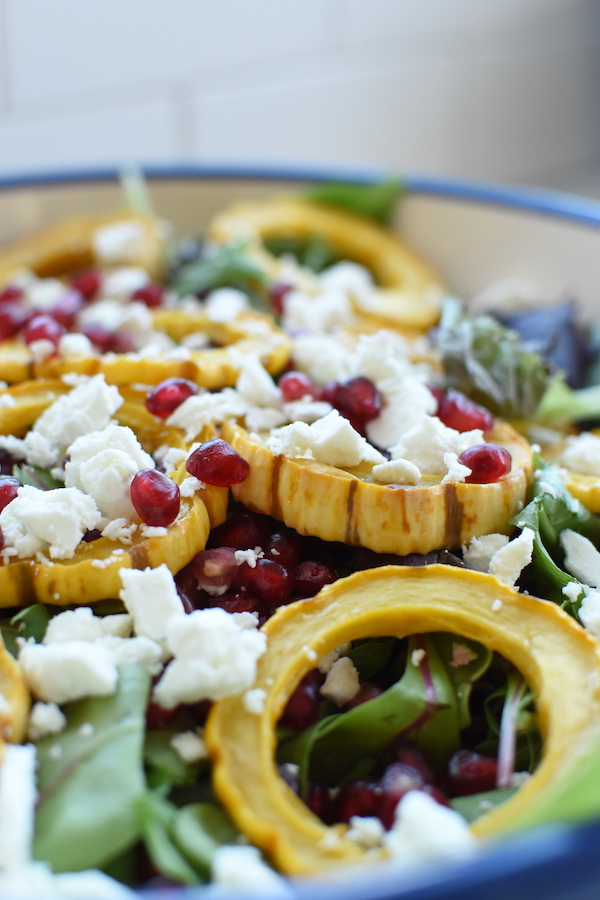 roasted delicata squash salad with goat cheese